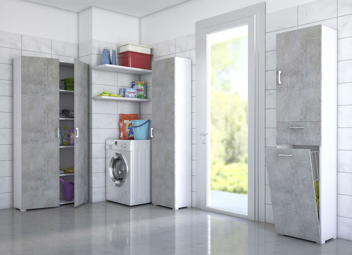Praktische kasten in een strak design WIT-BETON
