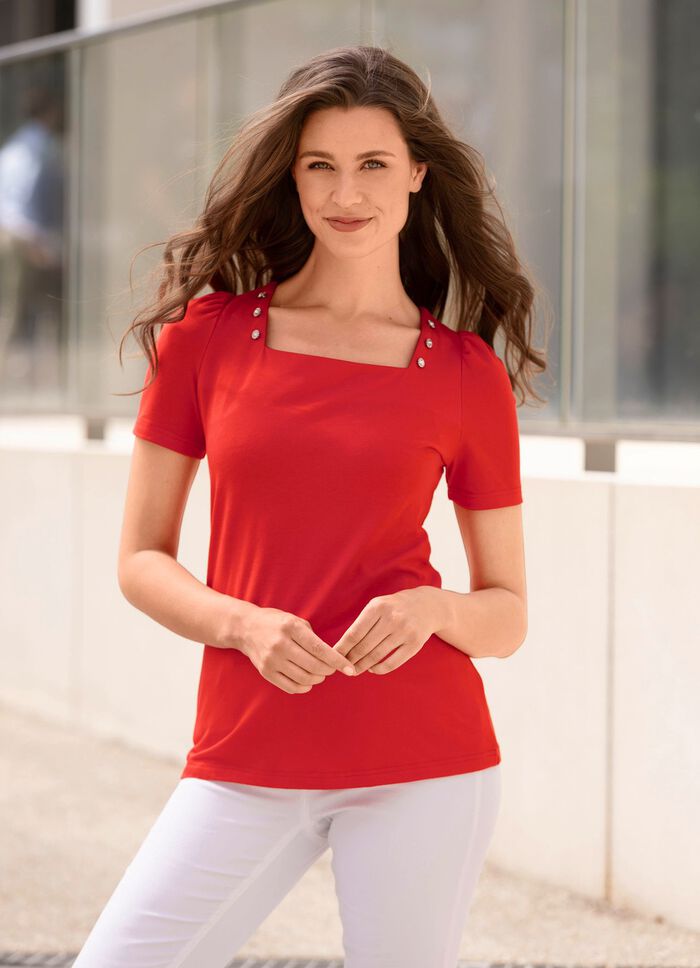 Shirt met decoratieve knopen in 2 kleuren 