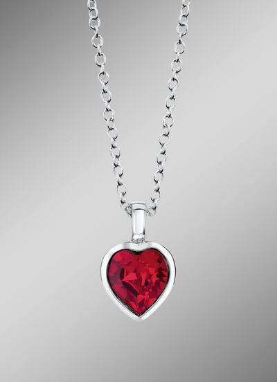 Hartvormige hanger met Swarovski&reg; kristal en ketting 