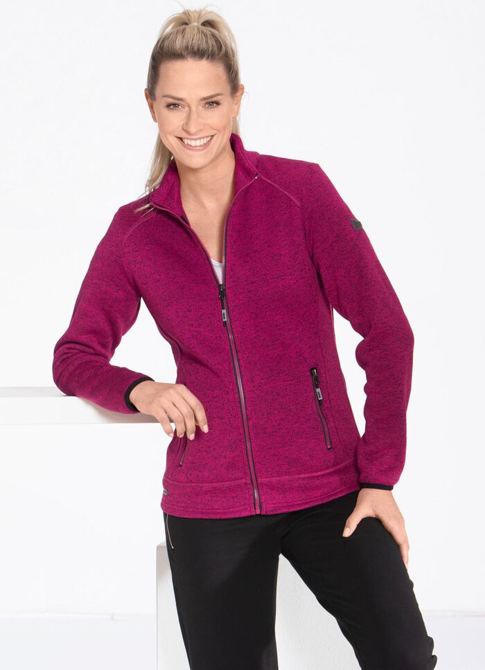 Gebreid fleece kort jack van &ldquo;LPO&rdquo; GEVLEKTE BES