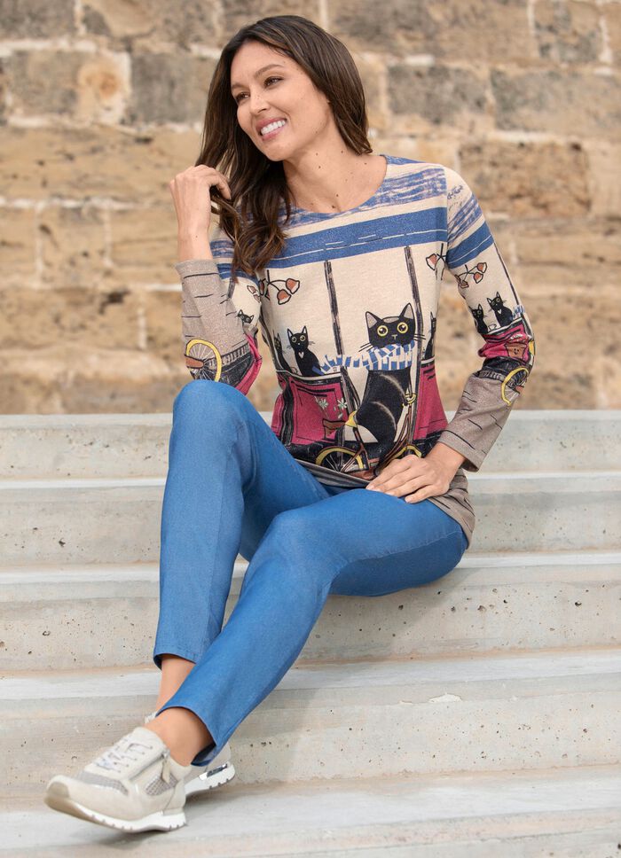 Shirt met "kattenmotief" 