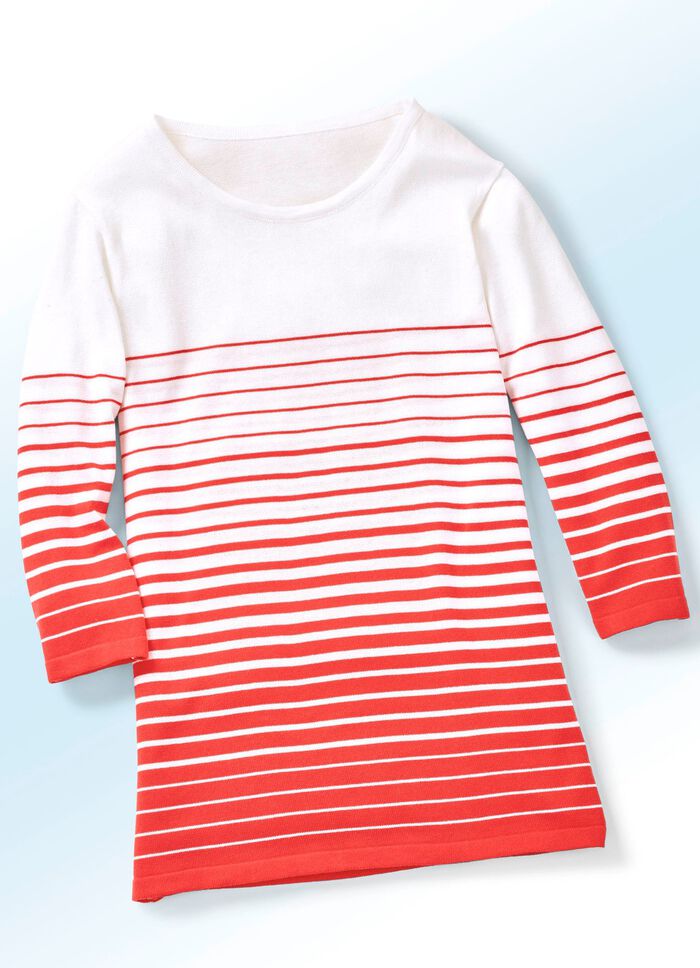 Trui met ringendessin KORAAL-WIT