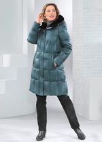 Korte donsjas met vaste capuchon 