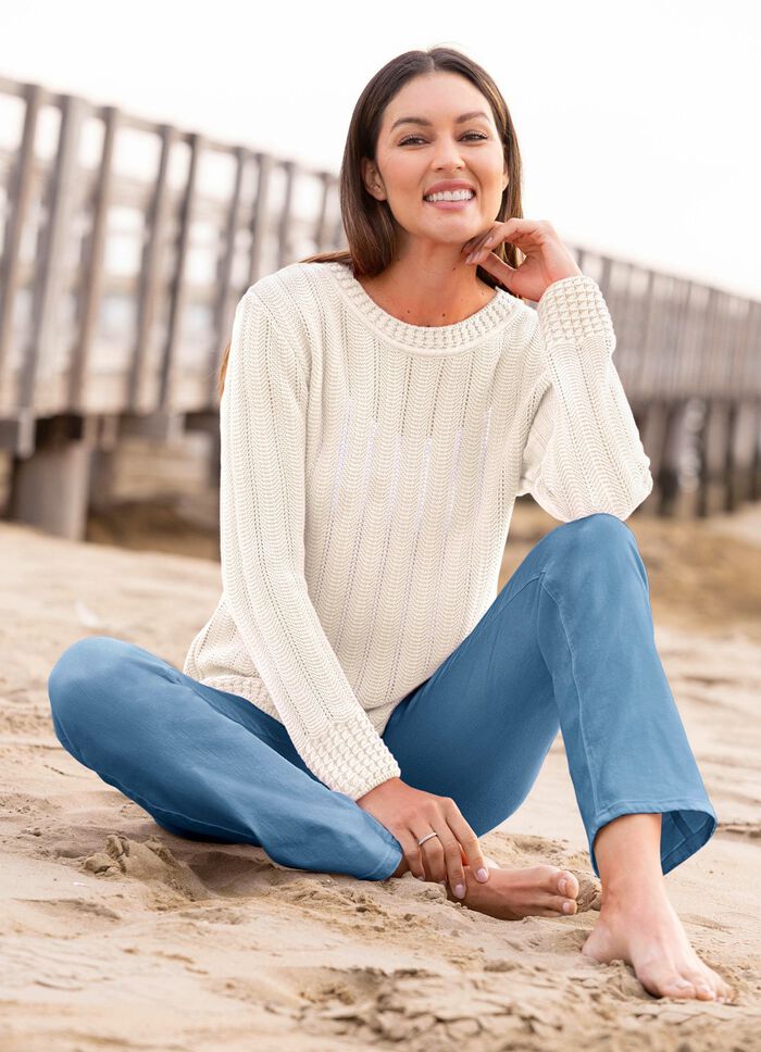 Trui met ajourstrepen WOLLWEISS