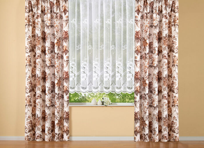 Gordijn met bloemen-guirlande 