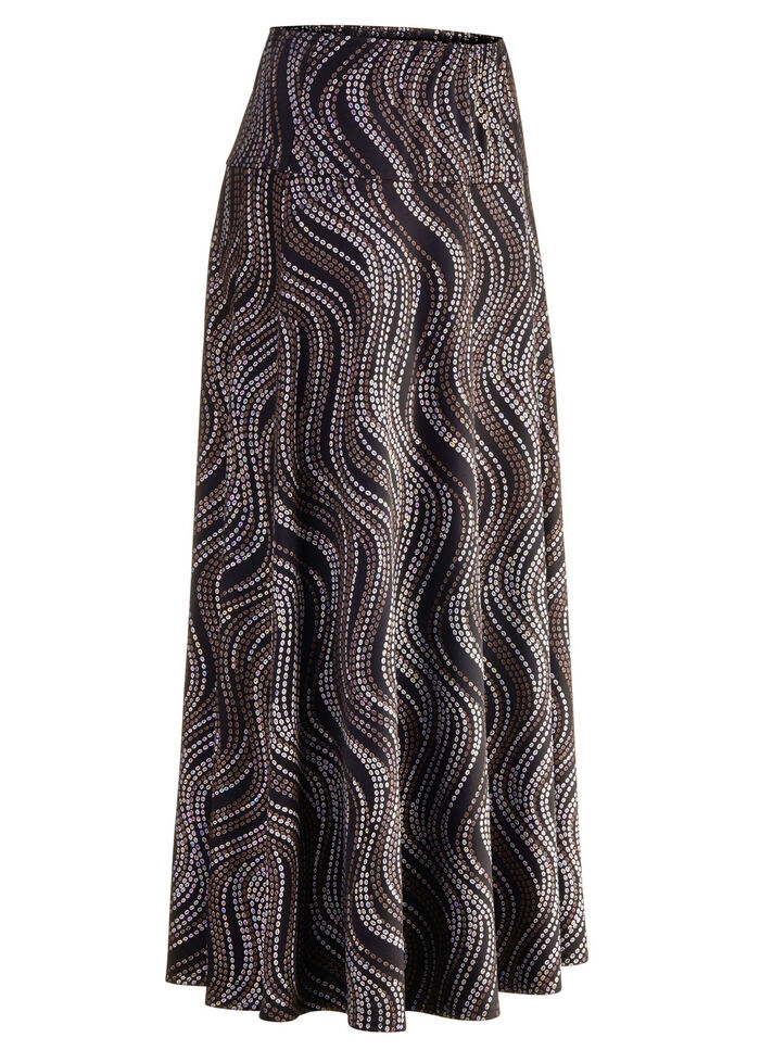 Rok met elegante glinsterende print ZWART-BRUIN-VEELKLEURIG