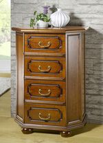 Commode met schuiflades met gedetailleerd houtsnijwerk NOTENBOOM