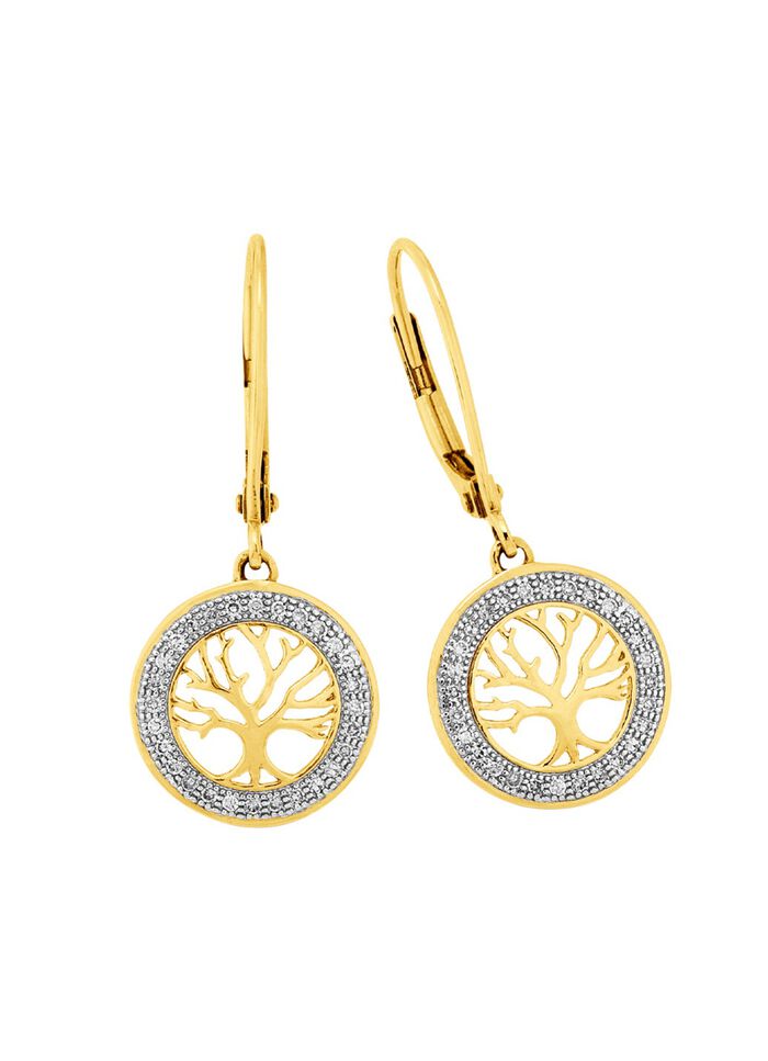 Levensboom oorbellen met diamanten 