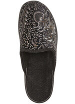 Pantoffels met een bloemmotief ZWART