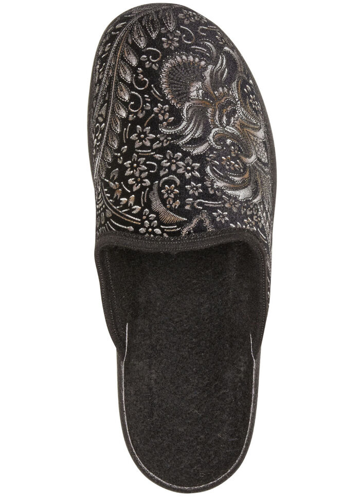 Pantoffels met een bloemmotief ZWART