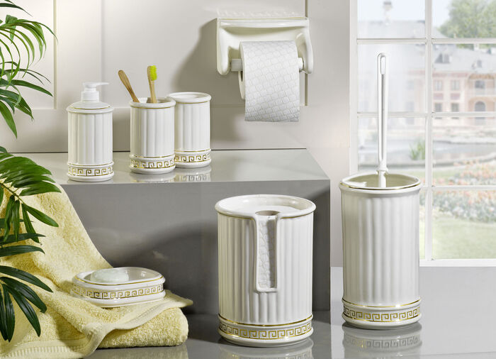 Handgemaakte keramische badkameraccessoires CRÈME-GOUD