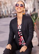 Overhemd in afgeronde jasjelook ZWART-ROOD-ROOS