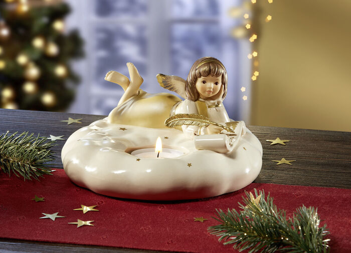 Goebel theelichthouder met de hand gemaakt en beschilderd CHAMPAGNE