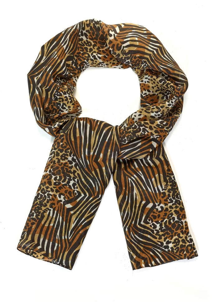 Sjaal met roofdierbont en zebramotief 