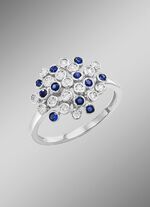 Hoogwaardige damesring met saffier en diamanten 