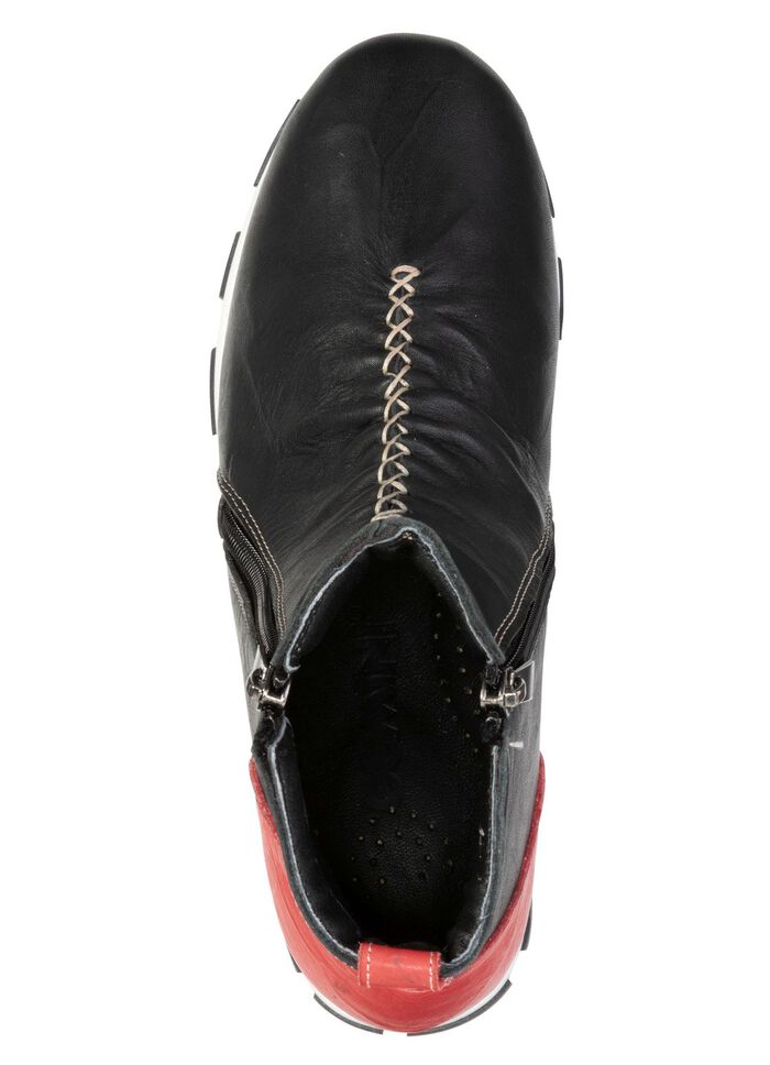 Gemini, trendy dameslaarzen, breedte G, met uitneembaar voetbed ZWART-ROOD