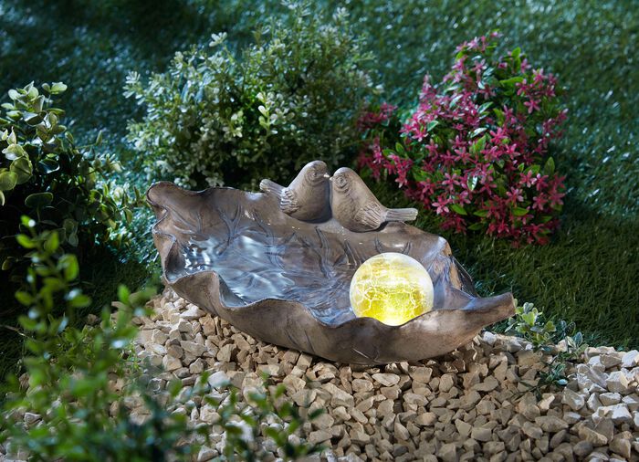 Vogelbad met zonnebol GRIJS