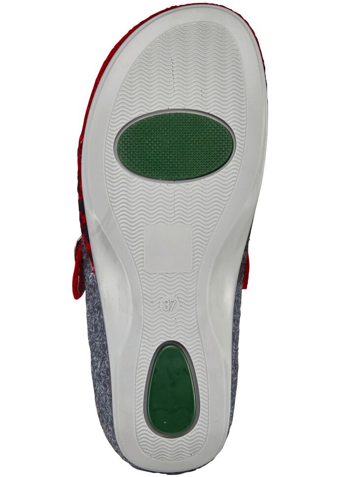 Mubb, klassieke damespantoffels, breedte H, met uitneembaar voetbed GRANAATROOD-ANTRACIET