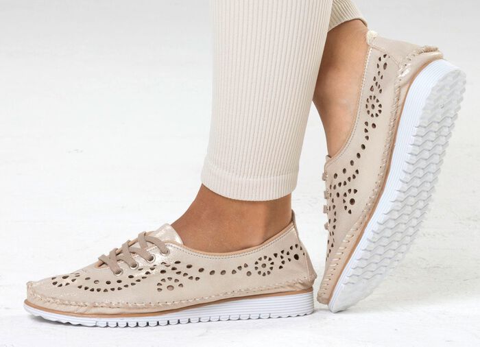 Andrea Conti, zomerse veterschoenen voor dames, breedte G, met uitneembaar voetbed 