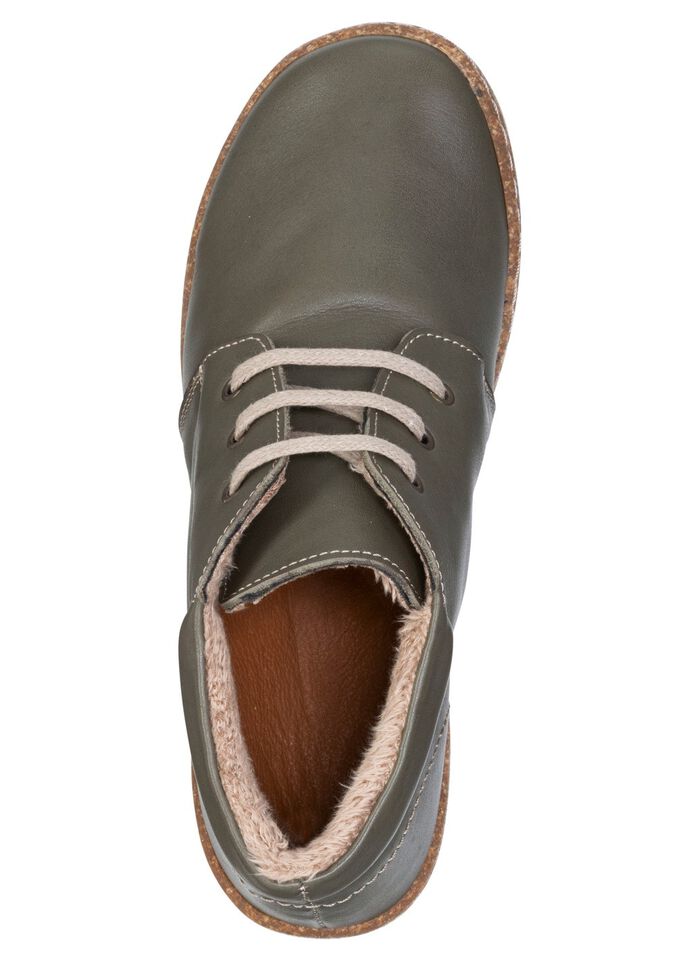 ELENA EDEN, gevoerde dameslaarzen, breedte G, met uitneembaar voetbed OLIJFGROEN