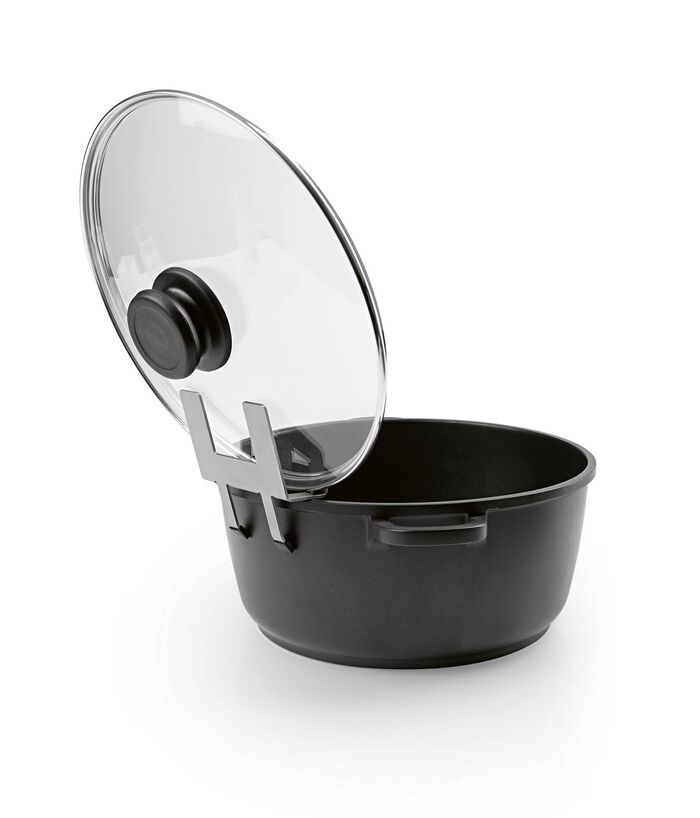 Potdekselhouder "Topfi" gemaakt van roestvrij staal 