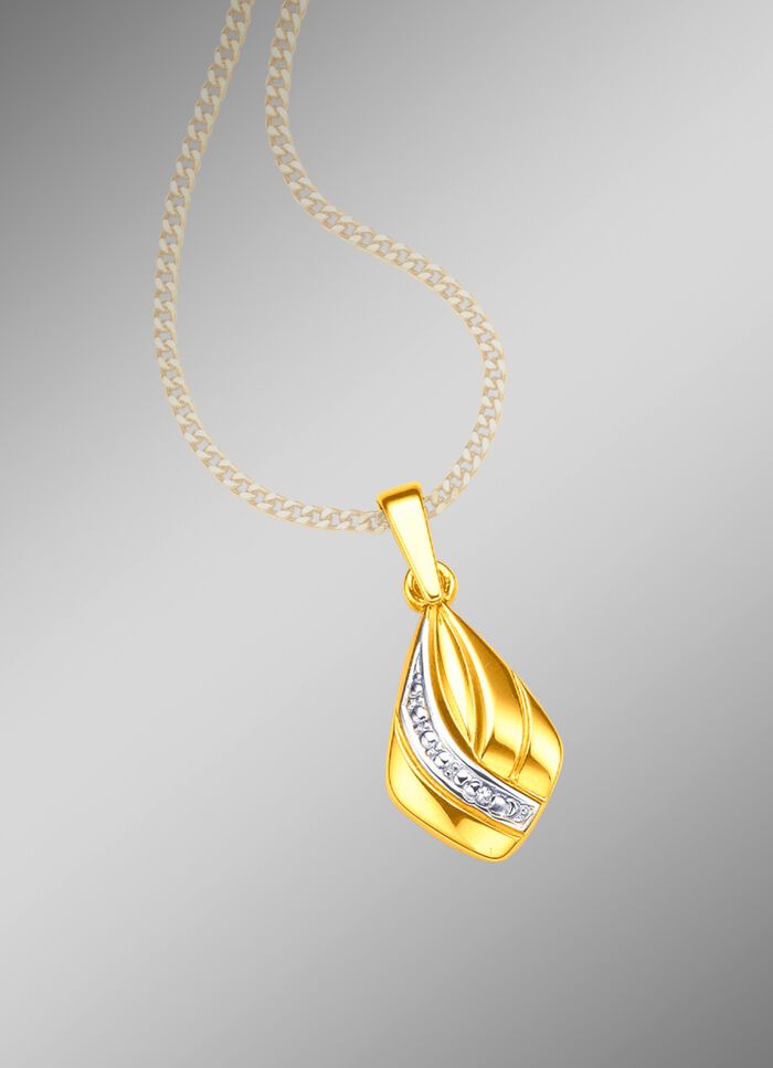 Tweekleurige kettinghanger met diamant 