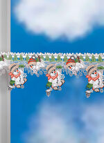 Sneeuwpoppen met paaldecoratie gemaakt van echt Plauen-kant 