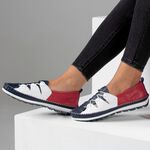 Gemini pantoffels met een gerimpelde structuur MARINE-WIT-ROOD