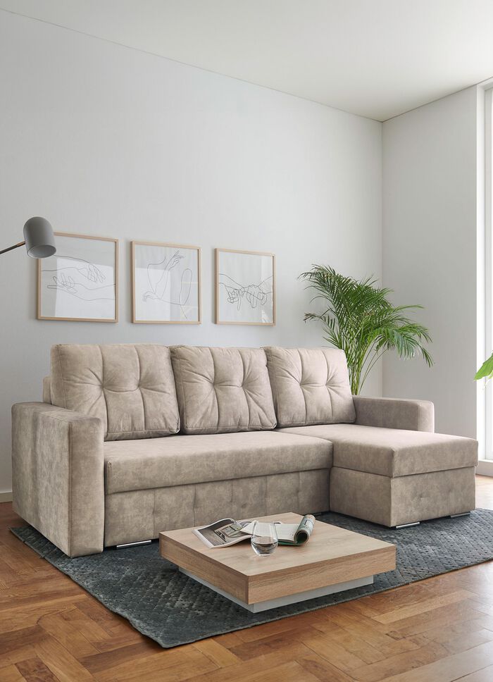 Gestoffeerde hoek met bedfunctie 