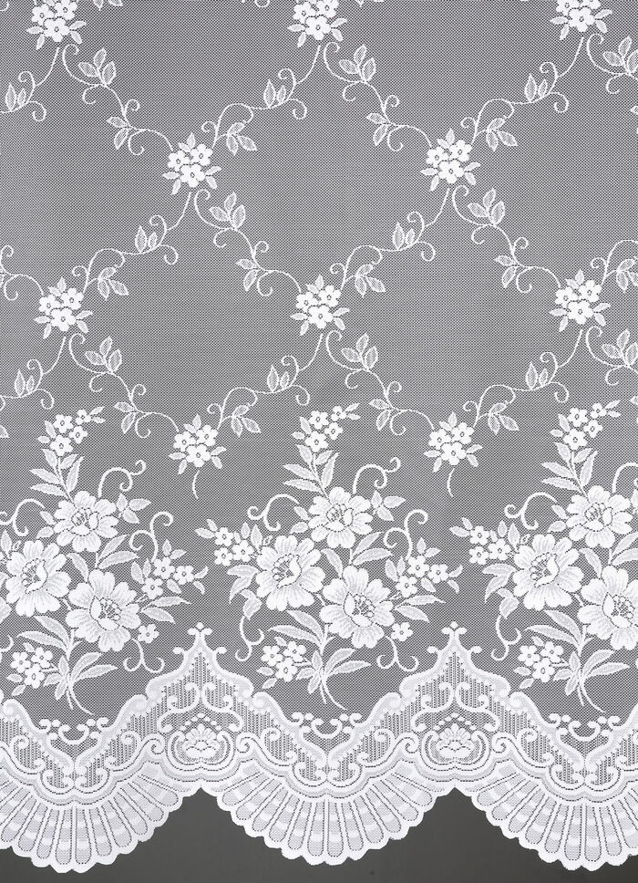 Prachtige lange vitrage met bloesemdessin 