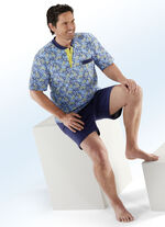 Shorty met all-over design, knoopsluiting en borstzak