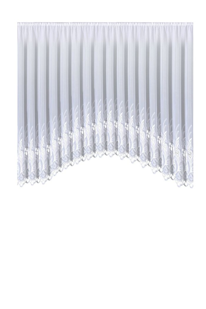 C-boog-vitrage met hoogwaardig Plauener kant 