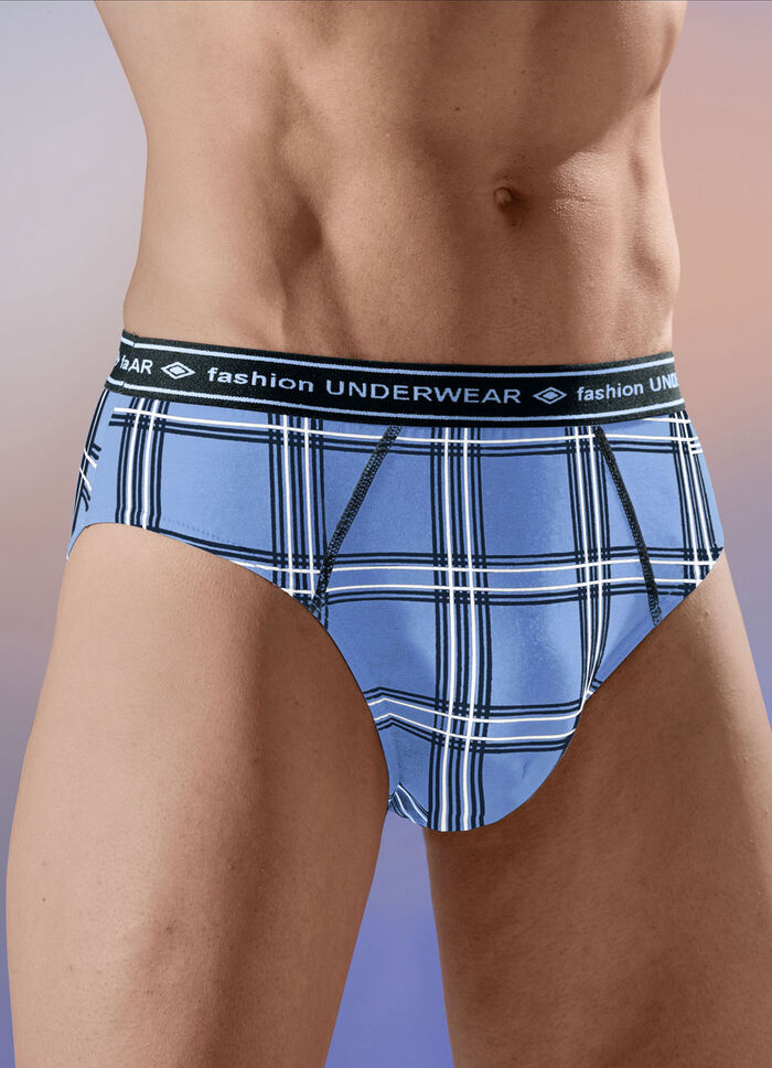 Set van vier slips met elastische tailleband, geruit 
