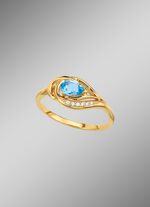 Damesring met echte blauwe topaas 
