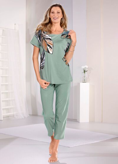 Laurina pyjama met 7/8 broek en elastische tailleband 