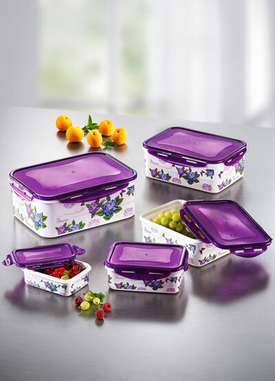 Vierkante blikken set, 10 stuks met prachtig hortensia decor 