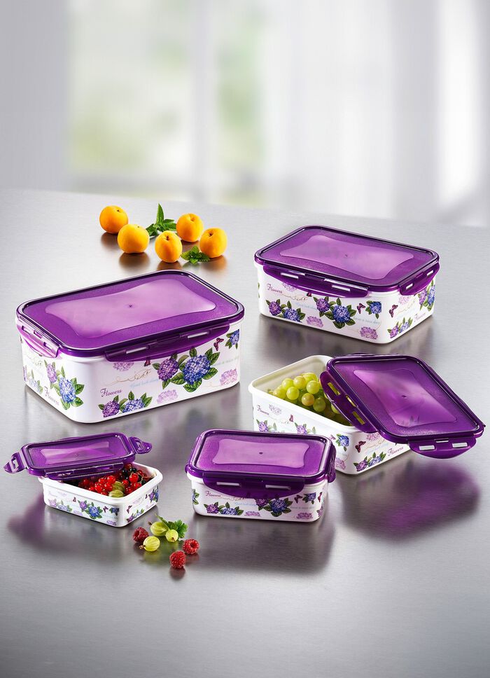 Vierkante blikken set, 10 stuks met prachtig hortensia decor 