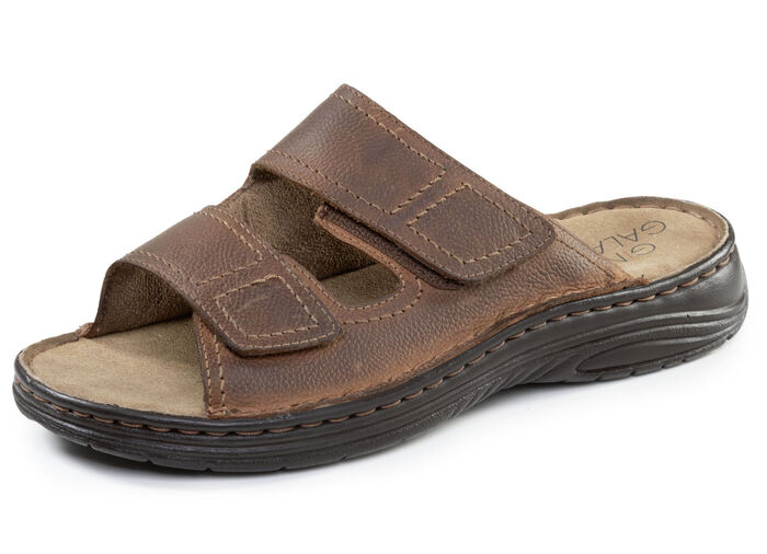 GINO GALANTE, klassieke herenmuiltjes, met klittenbandsluiting COGNAC