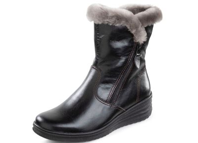 ELENA EDEN, gevoerde dames enkellaarsjes, winterschoenen, breedte H, met lamsvacht 