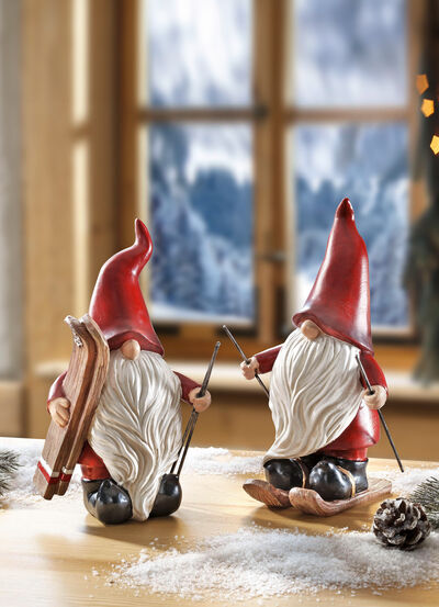 Elf met ski's, set van 2 