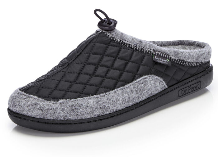 Pantoffels met elastisch trekkoord ZWART-GRIJS