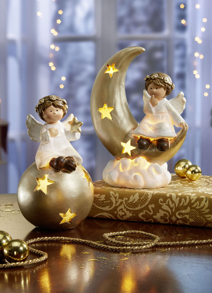 Verlichte engel WEISS-GOLD