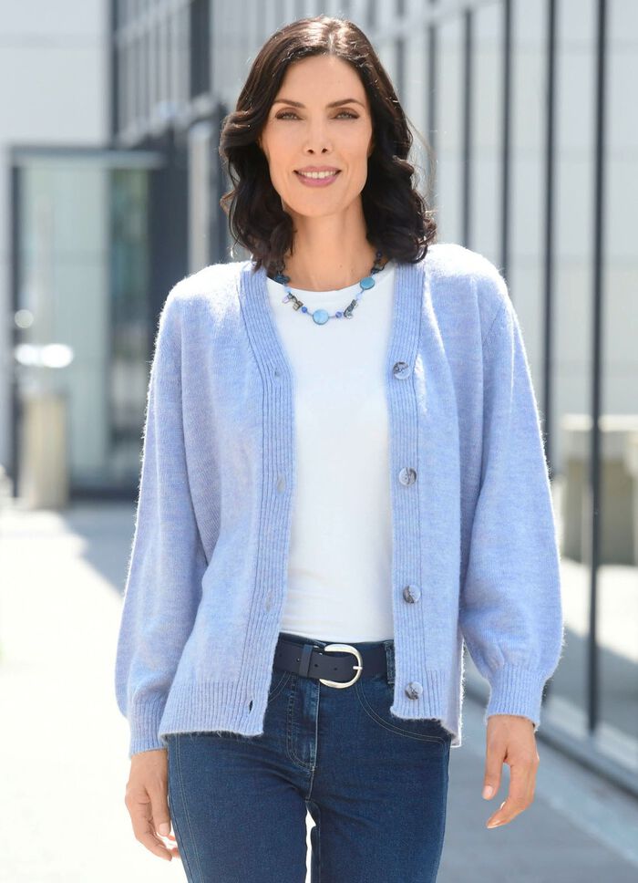 Vest dat pluizig en zacht aanvoelt LICHTBLAUW GEM&Ecirc;LEERD