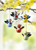 Houten vogelhanger, set van 5 