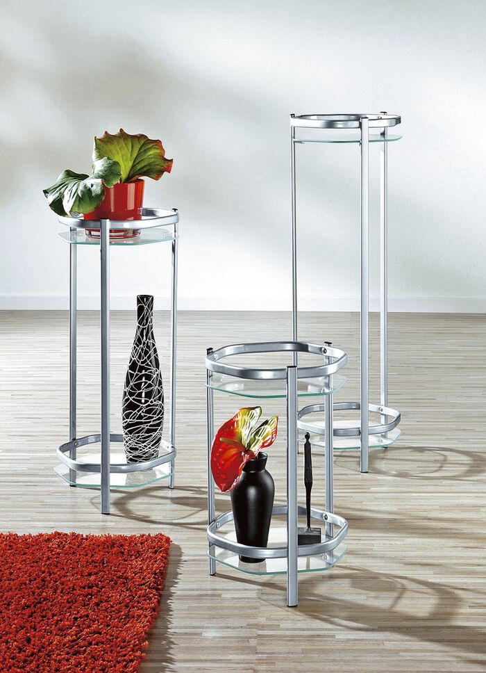 Elegante bloemenzuil van messingkleurige stalen buis ALUMINIUM
