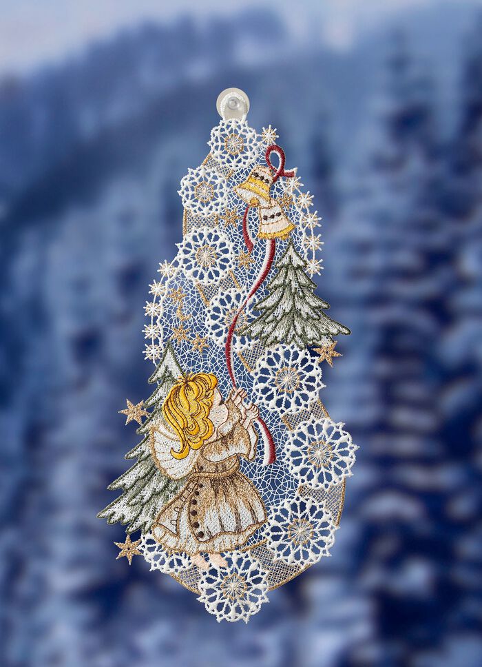 Raamschildering van echt Plauen kant 