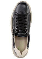 ELENA EDEN veterschoen met velours afwerking ZWART-BEIGE
