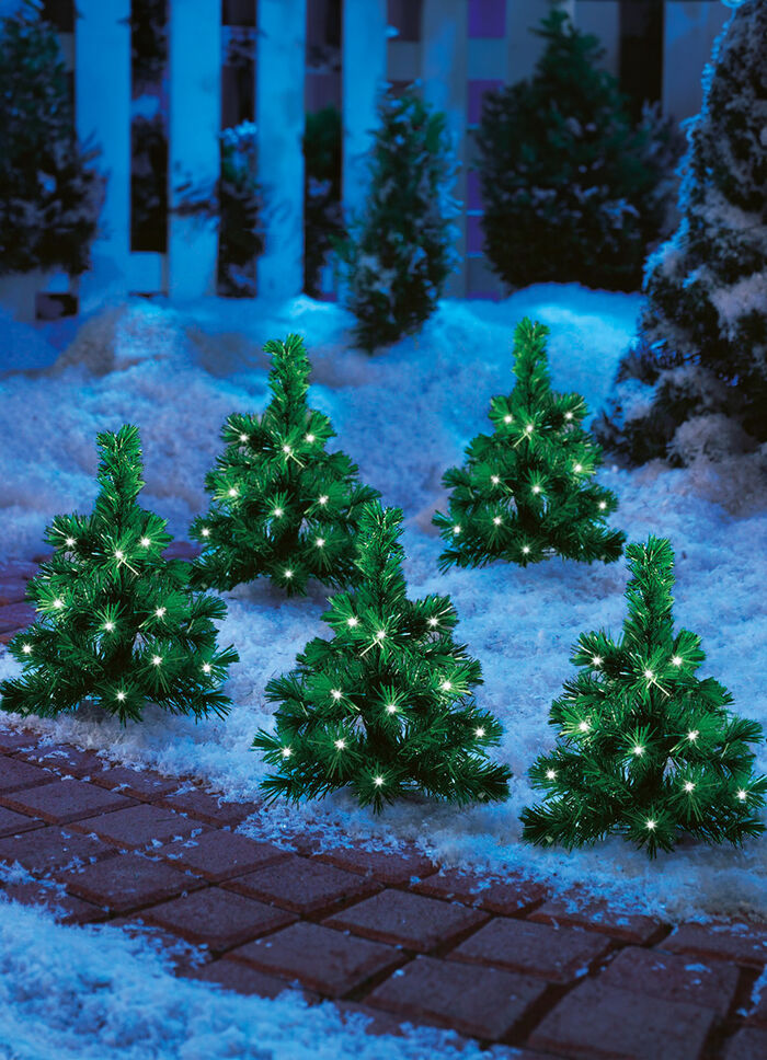 Dennenbomen-set op zonne-energie, 5-delig 