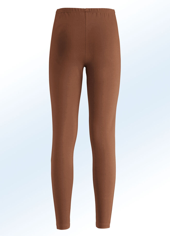 Leggings in een interessante materiaalmix COGNAC