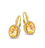 Oorbellen met echte citrien en kunststof. zirkonia 